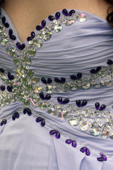 A-line Sweetheart Floor Length Chiffon Rhinestone Prom Dress-Ballbella