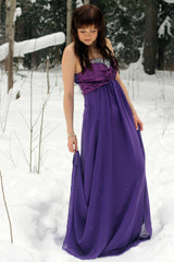 A-line Sweetheart Floor Length Chiffon Rhinestone Prom Dress-Ballbella