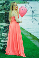 A-line Sweetheart Floor Length Chiffon Rhinestone Prom Dress-Ballbella