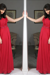 A-line Sweetheart Floor Length Chiffon Rhinestone Prom Dress-Ballbella