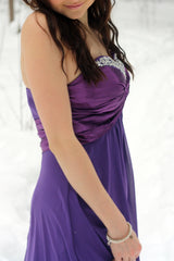 A-line Sweetheart Floor Length Chiffon Rhinestone Prom Dress-Ballbella