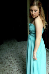 A-line Sweetheart Floor Length Chiffon Sleeveless Prom Dress-Ballbella