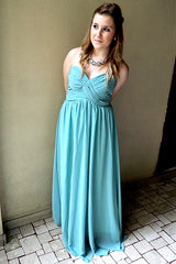 A-line Sweetheart Floor Length Chiffon Sleeveless Prom Dress-Ballbella