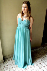 A-line Sweetheart Floor Length Chiffon Sleeveless Prom Dress-Ballbella