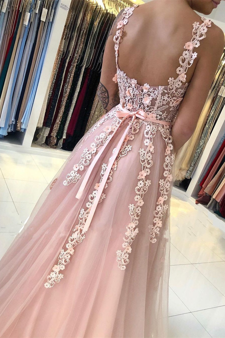 Prom Dresses Backless Lace A-Line Sweetheart Floor-Length Sleeveless Backless Lace Applique Prom Dress Prom Dresses Backless Lace A-Line Sweetheart Floor-Length Sleeveless Backless Lace Applique Prom Dress