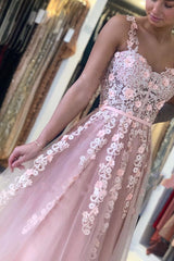 A-line Sweetheart Floor-length Sleeveless Backless Lace Applique Prom Dress-Ballbella