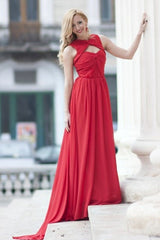A-line Sweetheart Floor Length Sleeveless Chiffon Evening Dress-Ballbella