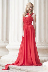 A-line Sweetheart Floor Length Sleeveless Chiffon Evening Dress-Ballbella