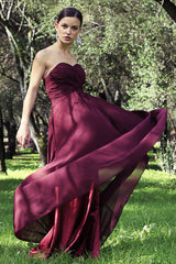 A-line Sweetheart Floor Length Tulle Chiffon Prom Dress-Ballbella