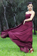 A-line Sweetheart Floor Length Tulle Chiffon Prom Dress-Ballbella