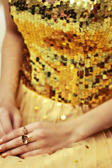 A-line Sweetheart Floor Length Tulle Paillette Prom Dress-Ballbella