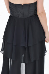 A-line Sweetheart High-low Length Chapel Chiffon Prom Dress-Ballbella