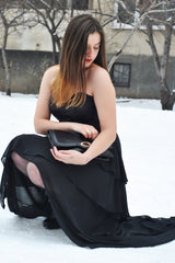 A-line Sweetheart High-low Length Chapel Chiffon Prom Dress-Ballbella