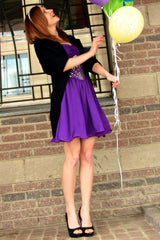 A-line Sweetheart Knee Length Chiffon Rhinestone Prom Dress-Ballbella