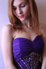 A-line Sweetheart Knee Length Chiffon Rhinestone Prom Dress-Ballbella