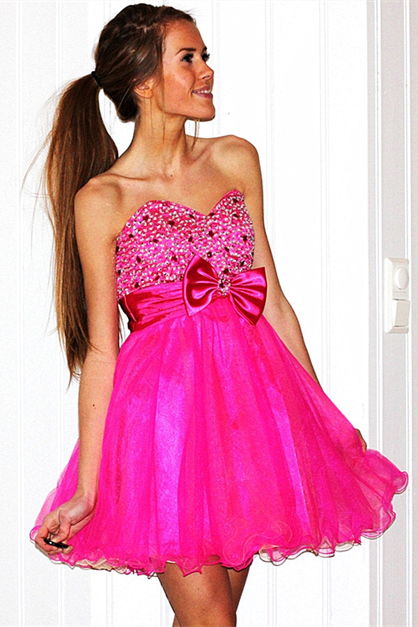 A-line Sweetheart Knee Length Tulle Beaded Flower Homecoming Dress A-line Sweetheart Knee Length Tulle Beaded Flower Homecoming Dress