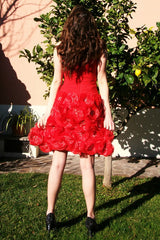 A-line Sweetheart Knee Length Tulle Beaded Homecoming Dress-Ballbella