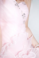 A-line Sweetheart Knee Length Tulle Flower Rhinestone Homecoming Dress-Ballbella