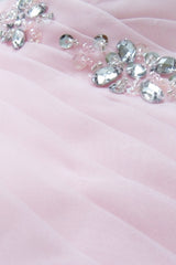 A-line Sweetheart Knee Length Tulle Flower Rhinestone Homecoming Dress-Ballbella