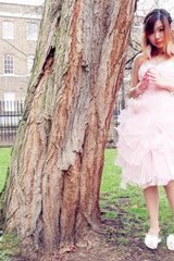 A-line Sweetheart Knee Length Tulle Flower Rhinestone Homecoming Dress-Ballbella