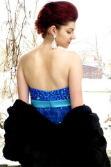 A-line Sweetheart Knee Length Tulle Paillette Homecoming Dress-Ballbella