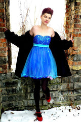 A-line Sweetheart Knee Length Tulle Paillette Homecoming Dress-Ballbella