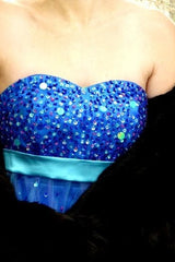 A-line Sweetheart Knee Length Tulle Paillette Homecoming Dress-Ballbella