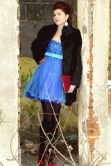 A-line Sweetheart Knee Length Tulle Paillette Homecoming Dress-Ballbella