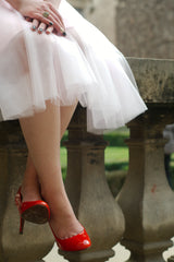 A-line Sweetheart Knee Length Tulle Sleeveless Prom Dress-Ballbella