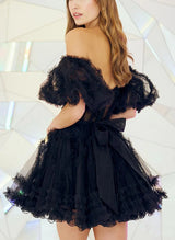 A-Line Sweetheart Short Sleeves Short/Mini Homecoming Dresses-Ballbella