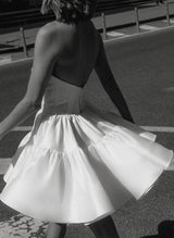 A-Line Sweetheart Short Sleeves Short/Mini Homecoming Dresses With Ruffle-Ballbella