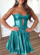 A-Line Sweetheart Silk Like Satin(Non-Stretch) Homecoming Dresses-Ballbella
