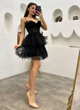 A-Line Sweetheart Sleeveless Homecoming Dresses With Lace-Ballbella