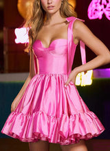 A-Line Sweetheart Sleeveless Short/Mini Taffeta Homecoming Dresses-Ballbella
