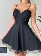 A-Line Sweetheart Sleeveless Short/Mini Tulle Homecoming Dresses-Ballbella