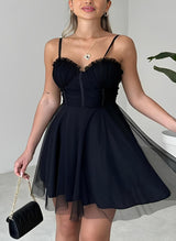 A-Line Sweetheart Sleeveless Short/Mini Tulle Homecoming Dresses-Ballbella