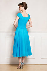 A-line tea length jewel applique mother's dress-Ballbella