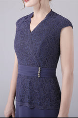 A-Line V-neck Floor Length Sleeveless Vintage mother's dress-Ballbella