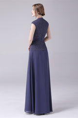 A-Line V-neck Floor Length Sleeveless Vintage mother's dress-Ballbella