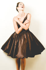A-line V-neck Spaghetti Strap Knee Length Charmuse Backless Prom Dress-Ballbella