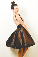 A-line V-neck Spaghetti Strap Knee Length Charmuse Backless Prom Dress-Ballbella