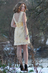 A-line V-neck Wide Strap Knee Length Organza Lace Rhinestone Prom Dress-Ballbella