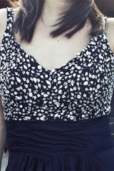 A-line Wide Strap Floor Length Chiffon Rhinestone Backless Prom Dress-Ballbella