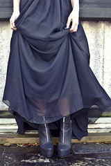 A-line Wide Strap Floor Length Chiffon Rhinestone Backless Prom Dress-Ballbella