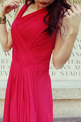 A-line Wide Straps Irregular Neck Floor Length Chiffon Evening Dress-Ballbella