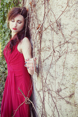 A-line Wide Straps Irregular Neck Floor Length Chiffon Evening Dress-Ballbella