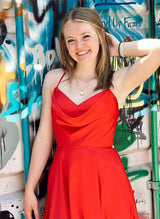 A-Line/Princess Cowl Neck Spaghetti Straps Sleeveless Chiffon Short/Mini Homecoming Dresses-Ballbella