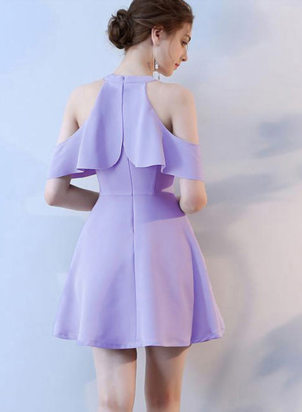 A-Line/Princess High Neck Short Sleeves Elastic Satin Short/Mini Homecoming Dresses Dress A-Line/Princess High Neck Short Sleeves Elastic Satin Short/Mini Homecoming Dresses Dress