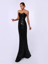 Amazing Celebrity Dresses Sheath Black Sequined Sweetheart Neck Evening Dress Inspired By Rosario Dawson At Oscar-Ballbella