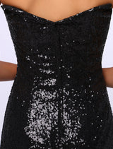 Amazing Celebrity Dresses Sheath Black Sequined Sweetheart Neck Evening Dress Inspired By Rosario Dawson At Oscar-Ballbella